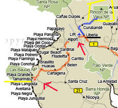 Map To Rincon de la Vieja National Park &
          Volcano